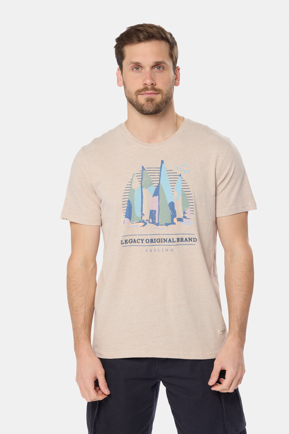 REMERA ESTAMPADA DE ALGODÓN Beige