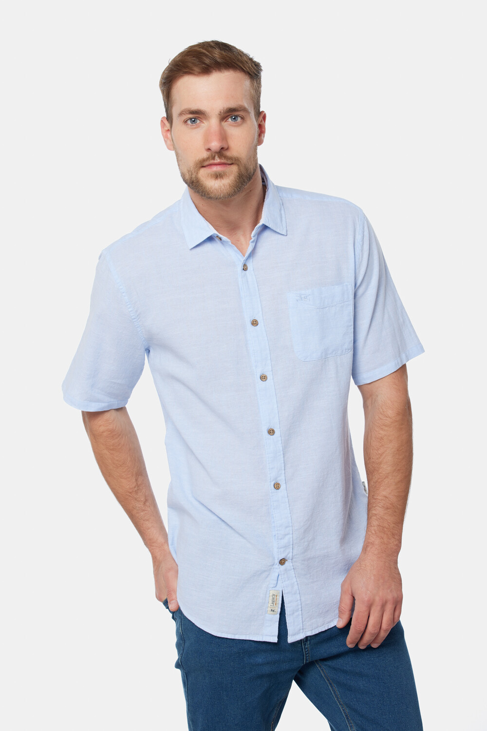 CAMISA DE LINO Celeste