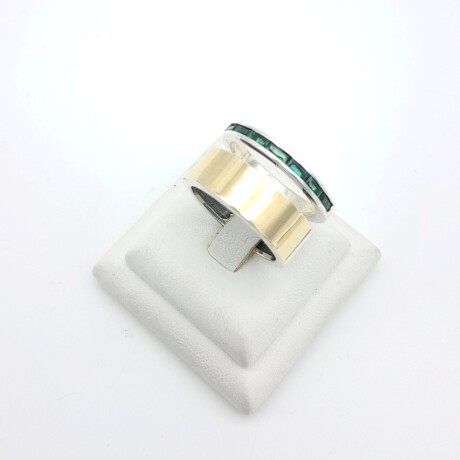 Anillo de plata 925, double en oro 18 ktes y cironias. Anillo de plata 925, double en oro 18 ktes y cironias.