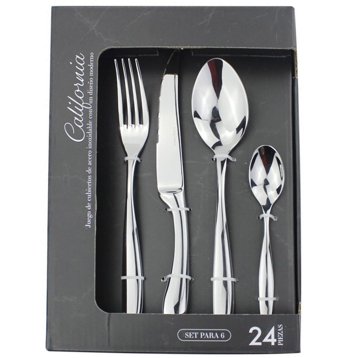 Set de 24 Cubiertos Selecta California en Acero Inoxidable 