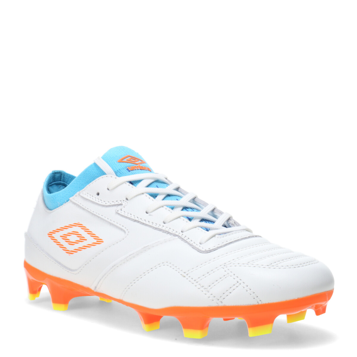 Championes de Fútbol Hombre Umbro Speed HG - Blanco - Anaranjado - Celeste 