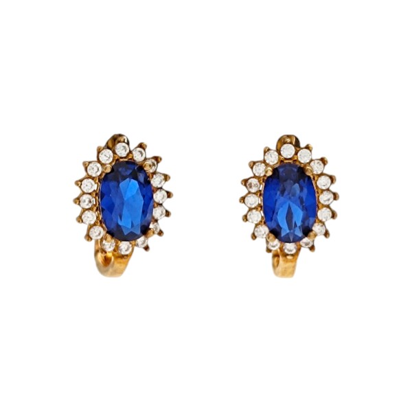 Caravanas Lady Di Zafiro de oro- Oro bajo - Zafiro y zirconias- CA8200 conpiedra