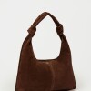 Cartera al hombro Juana en Cuero Gamuza Marron