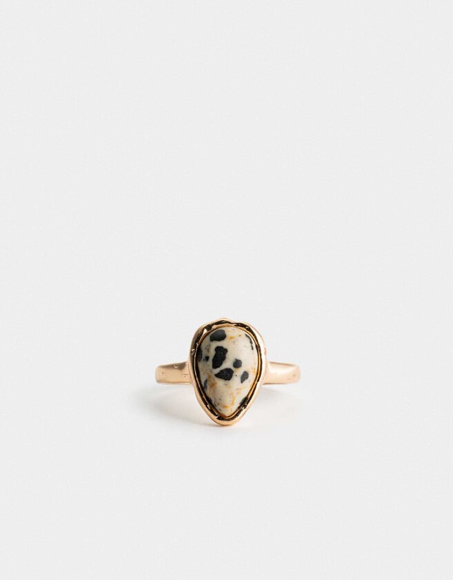 Anillos Medianos y Grandes Piedra Natural Anillo Con Piedra - Dorado