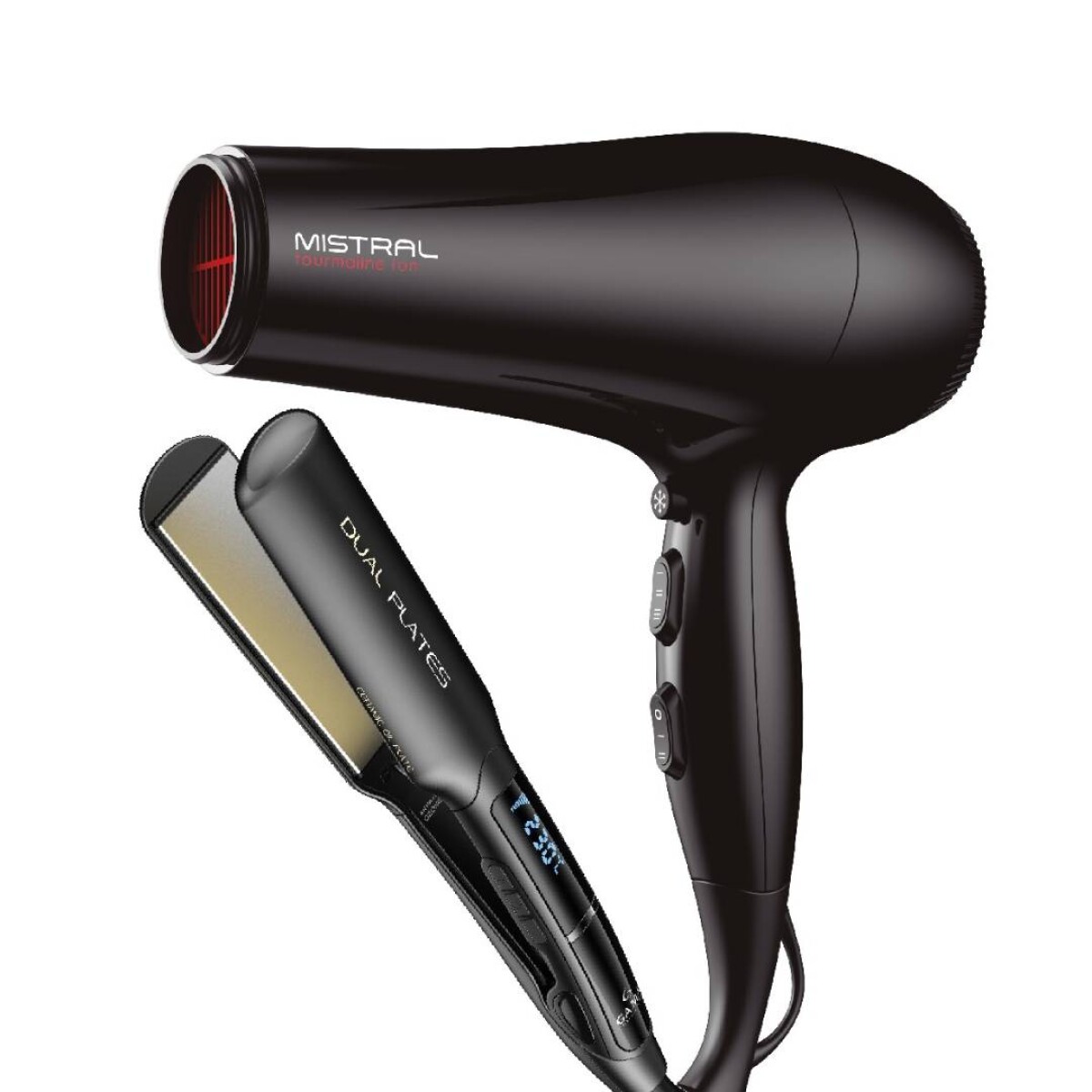 Combo GAMA Secador MISTRAL + Planchita X DUAL - NEGRO 