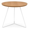 MESA LATERAL REDONDA - TAPA DE MADERA COLOR MIEL Y PIE EN METAL BLANCO 45cms MESA LATERAL REDONDA - TAPA DE MADERA COLOR MIEL Y PIE EN METAL BLANCO 45cms