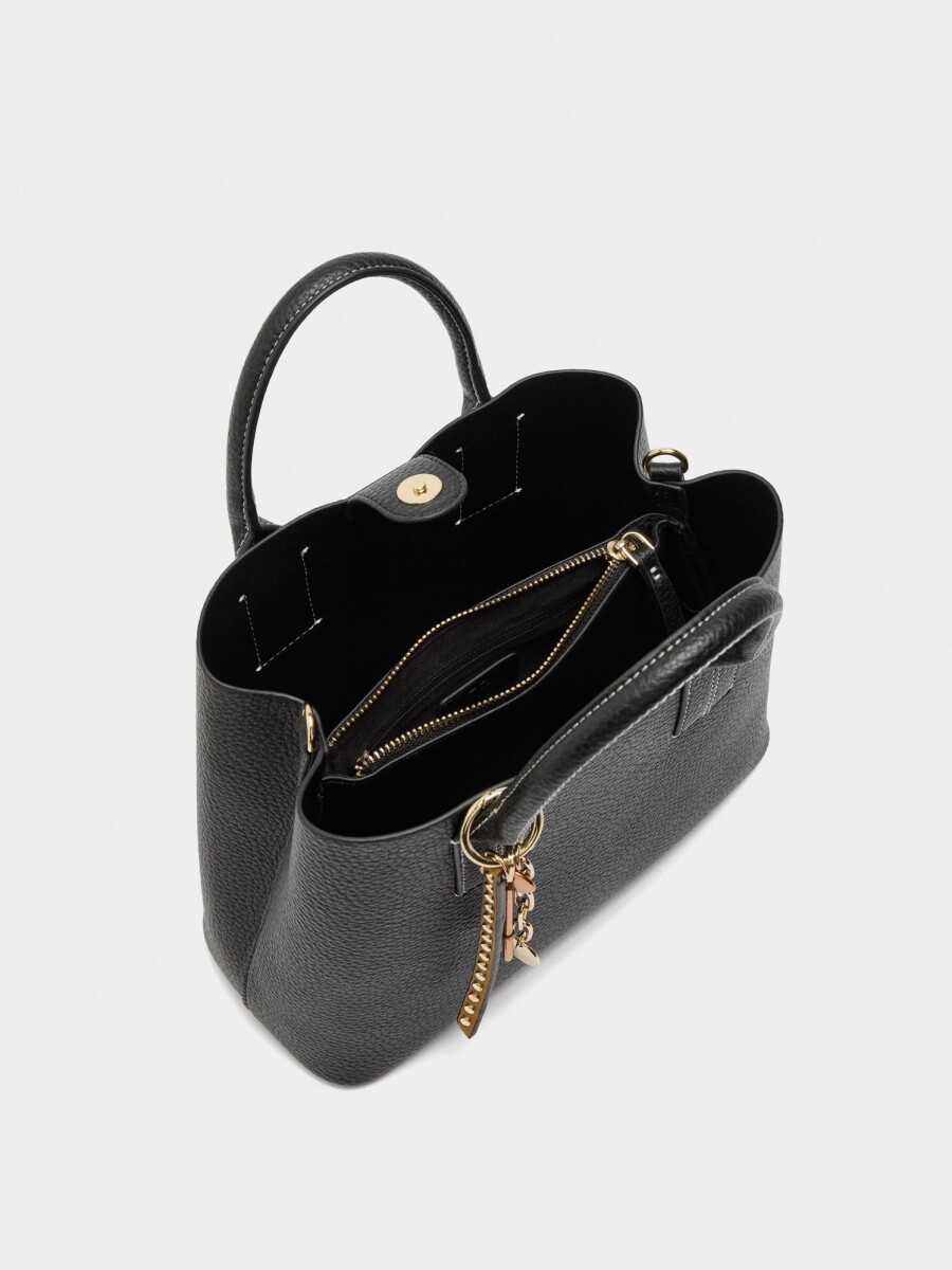 Bolso Tote Con Textura negro