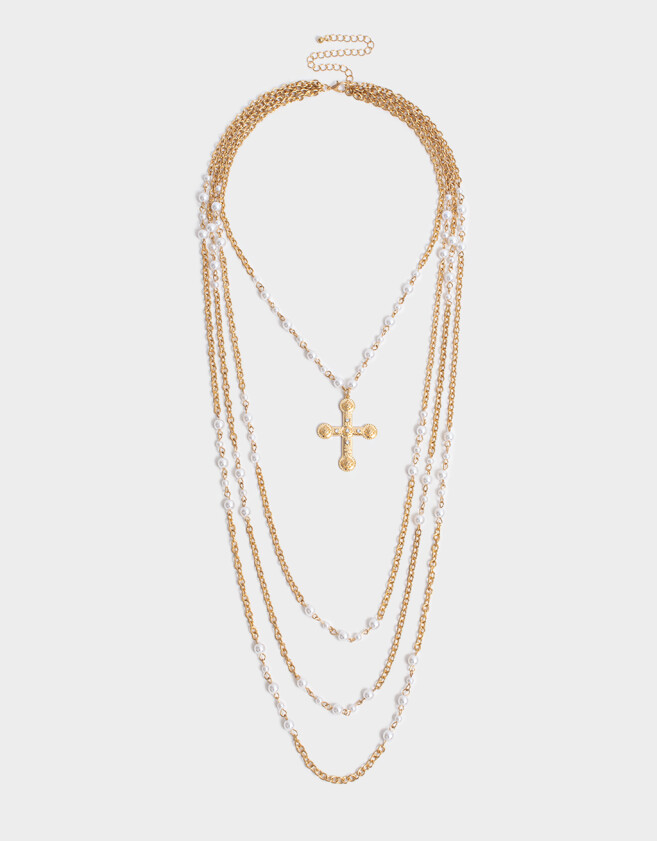 Collares Largos Perlas Collar Largo Con Perlas - Dorado