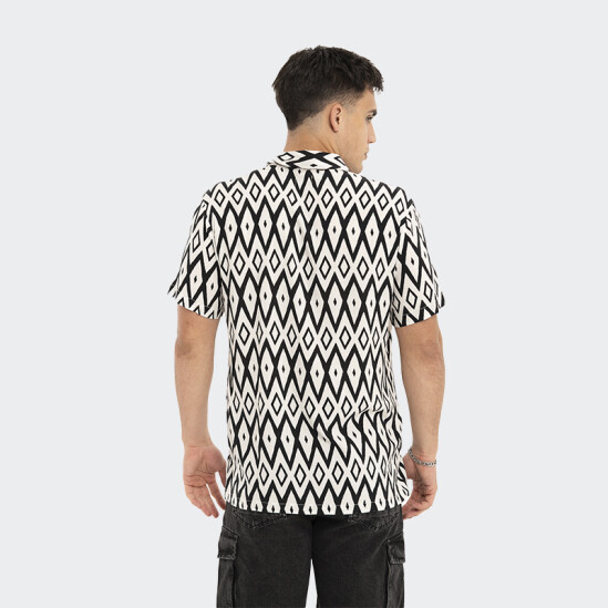 Camisa Reef de Manga Corta Geométrica Blanco