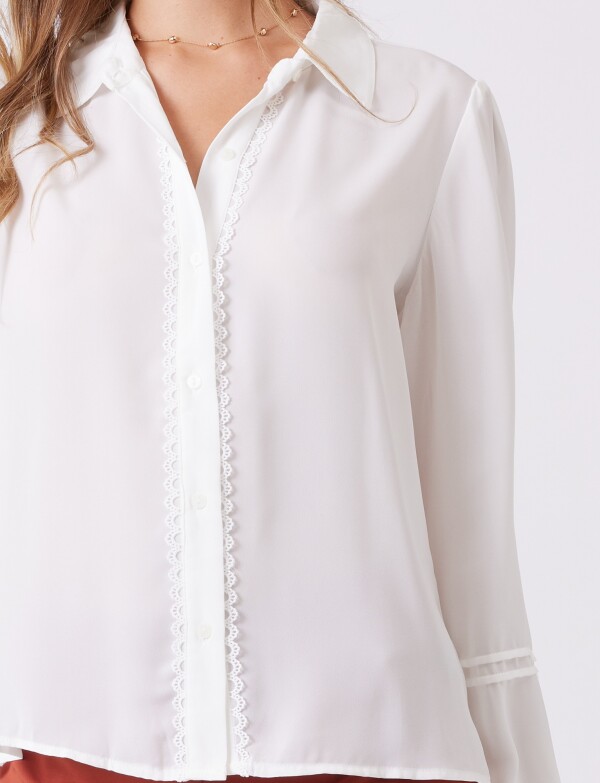 Camisa Gasa & Detalles Encaje CRUDO
