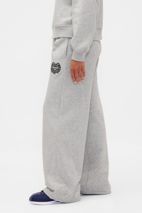 Pantalón Deportivo Baggy Wide Leg Mujer Heather Grey