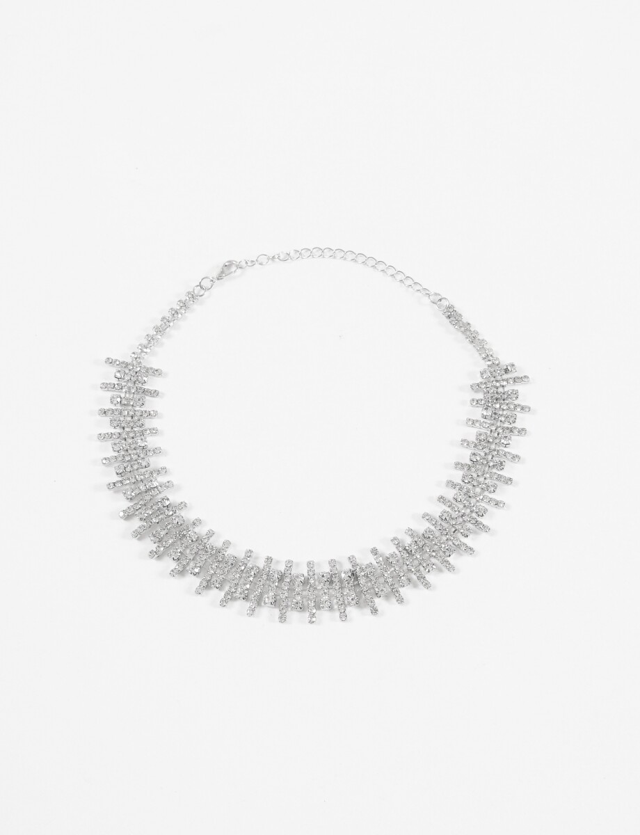Gargantilla strass irregular - plateado 