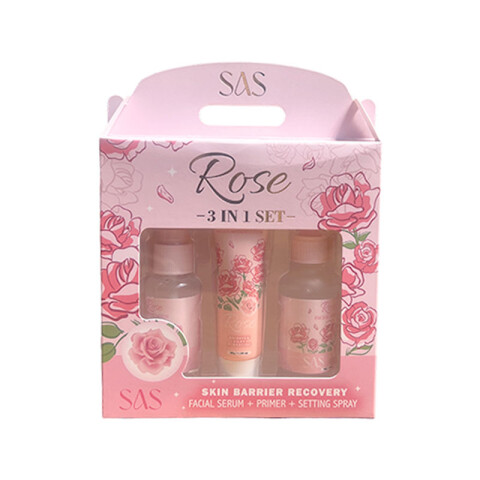SAS Set facial serum+primer+spray fijador rosas Sas Set Facial Serum+primer+spray Fijador Rosas