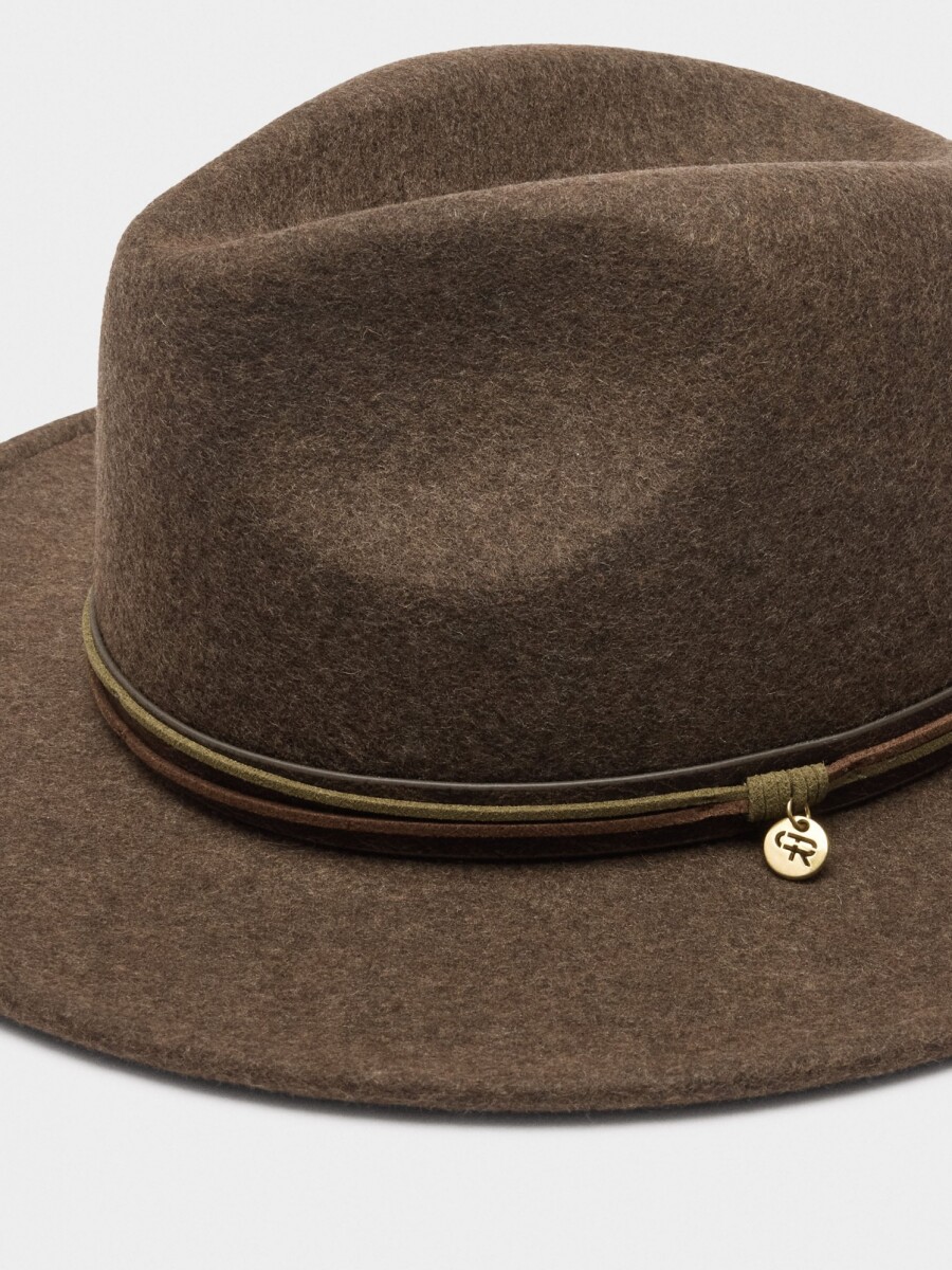 Sombrero De Lana Con Cintas marron