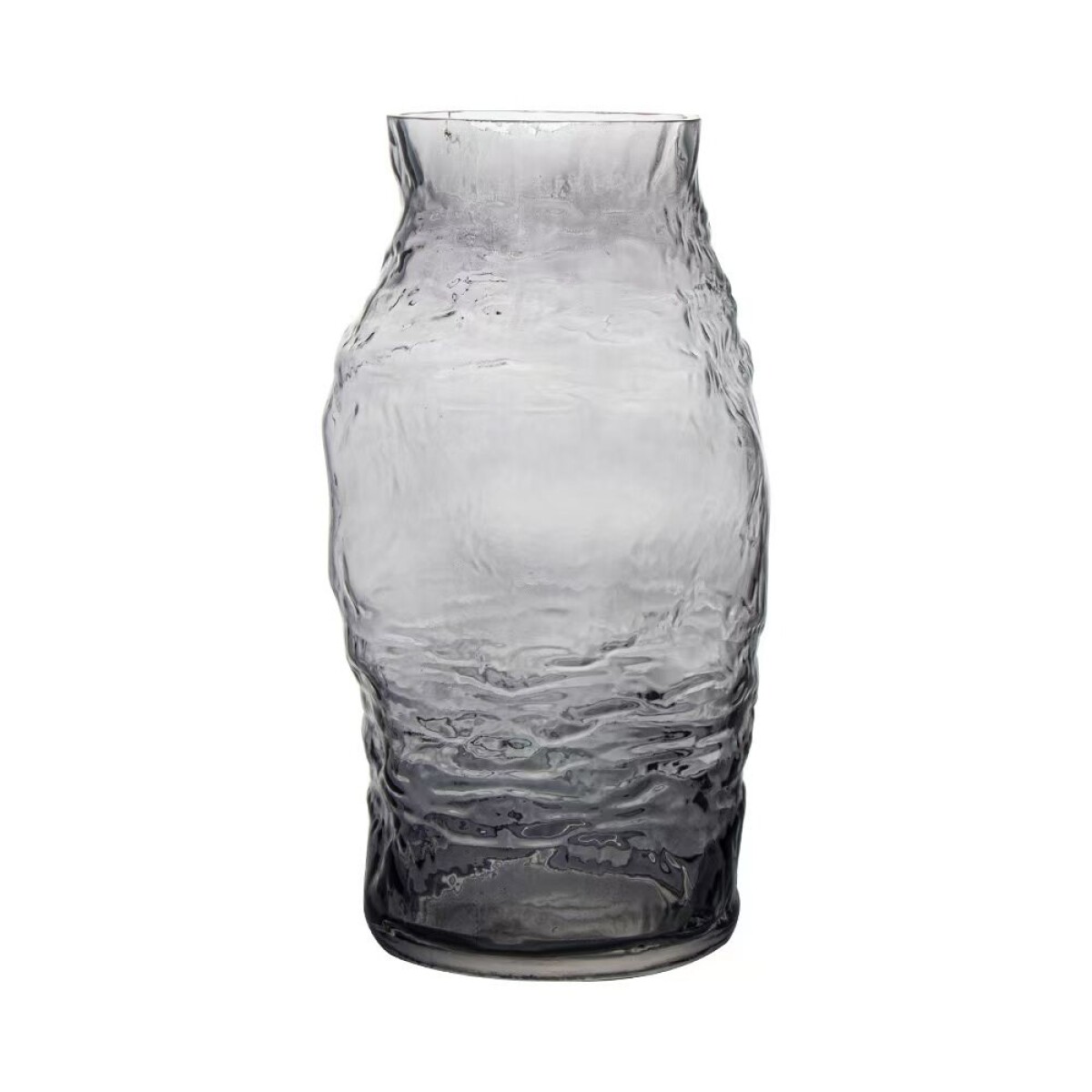 FLORERO VIDRIO LABRADO 12x12x28CM GRIS 