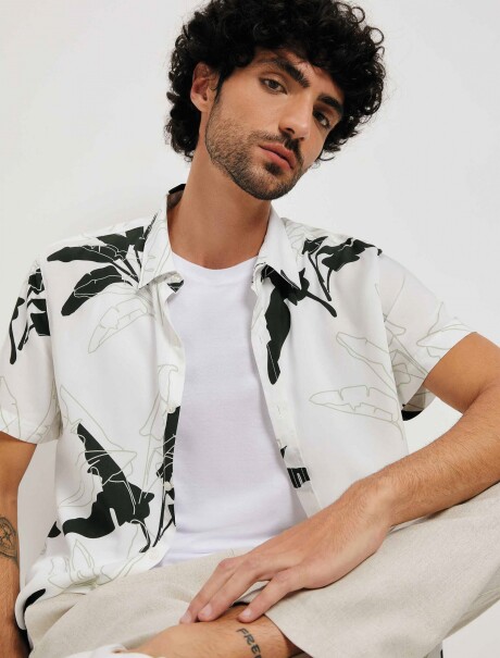 CAMISA MASCULINA ESTAMPADA BLANCO