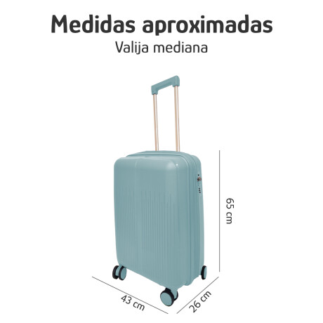 Valija Mediana Rígida Cierre Expandible Candado Ruedas 360° Celeste