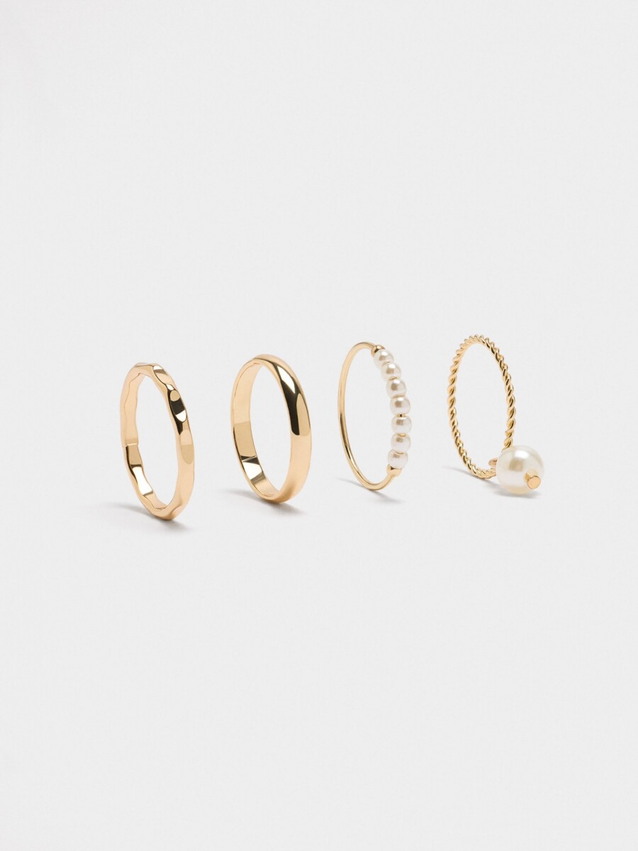Set De Anillos Con Perlas blanco
