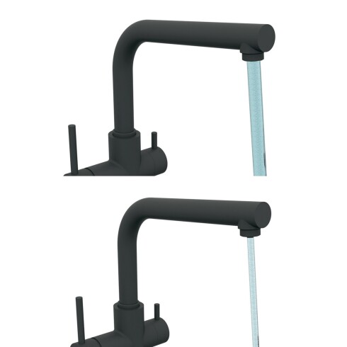 GRIFERIA DE MESADA COCINA MONOCOMANDO NEGRO MATE CLEVER 2 SALIDAS COMBINADAS PARA FILTRO CLEVER NEGRO