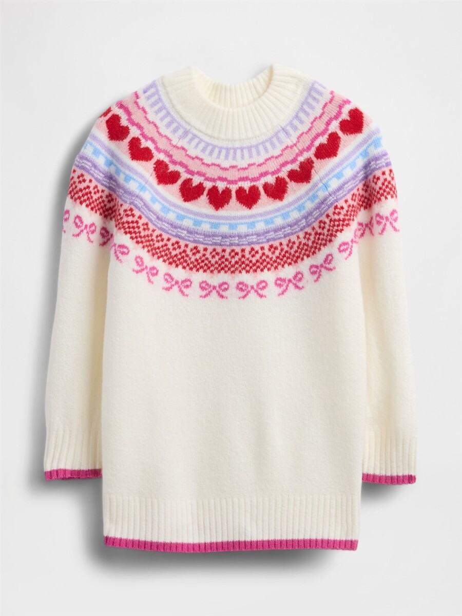 Vestido Buzo Fairisle Toddler Niña - Ivory Frost 