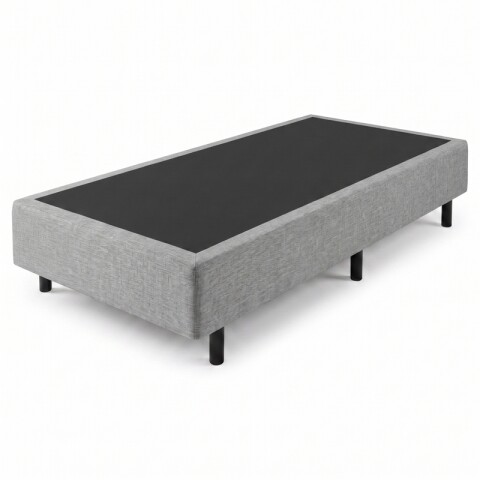 Base Box Sommier Tapizada en Lino Gris para Colchón 1 PLAZA 78 x 188 x 35 cm