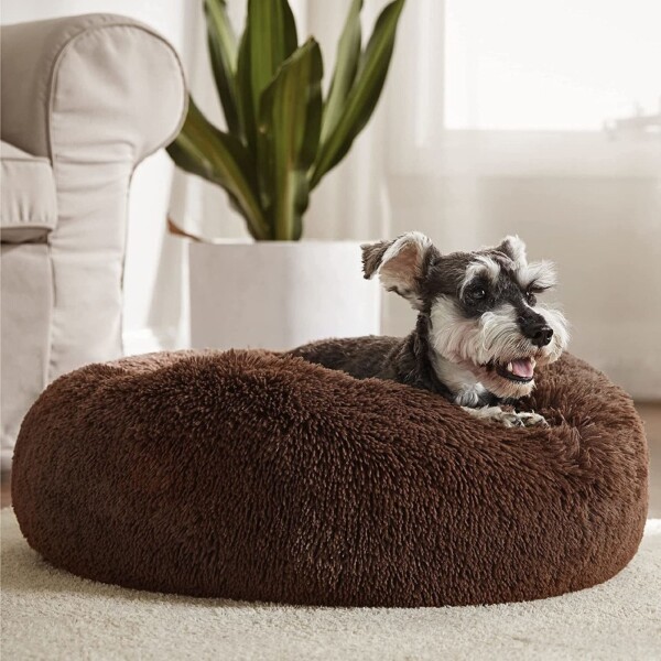 Cucha Cama Colchon Puff Plush 70cm Mascota Antiestress Color Variante MARRON