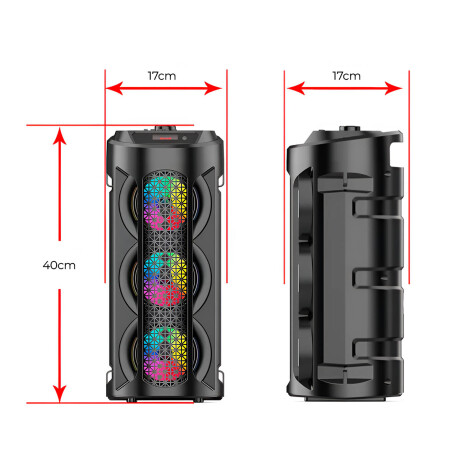 Parlante Portátil Bluetooth Micrófono C/ Remoto 40cm Negro