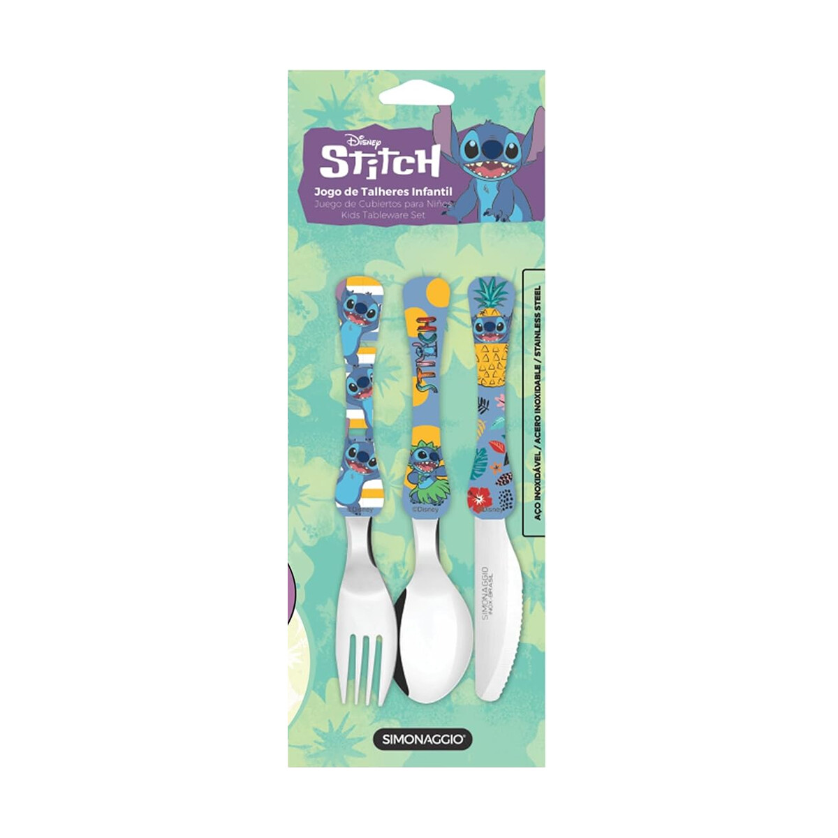 Set X3 Cubiertos Infantiles Simonaggio 15 cm - Stitch 