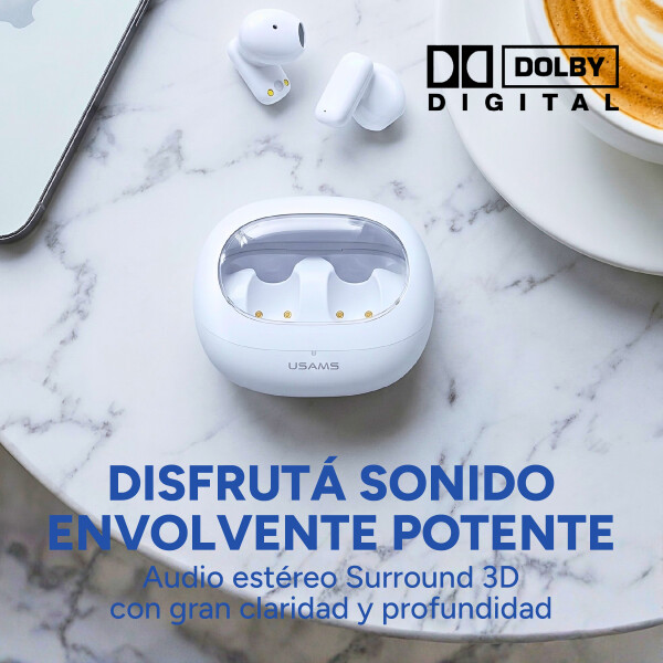 Auriculares Usams TD22 In Ear Bluetooth 5.3 Waterproof Ipx4 Blanco