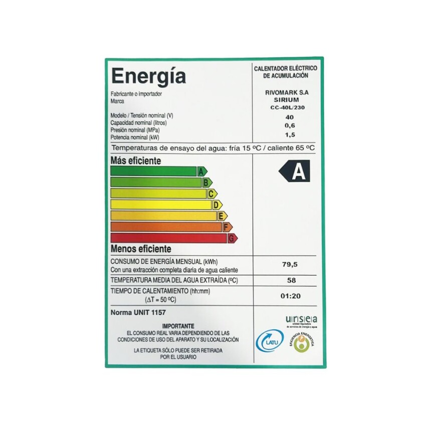 Calefón Sirium 40 Litros Cobre Calefón Sirium 40 Litros Cobre