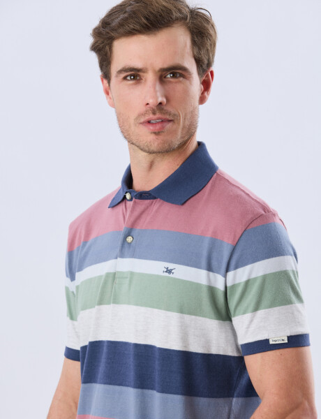 REMERA POLO JERSEY RAYADA Rosado
