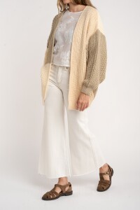 Cardigan Combinado Algodón Nácar