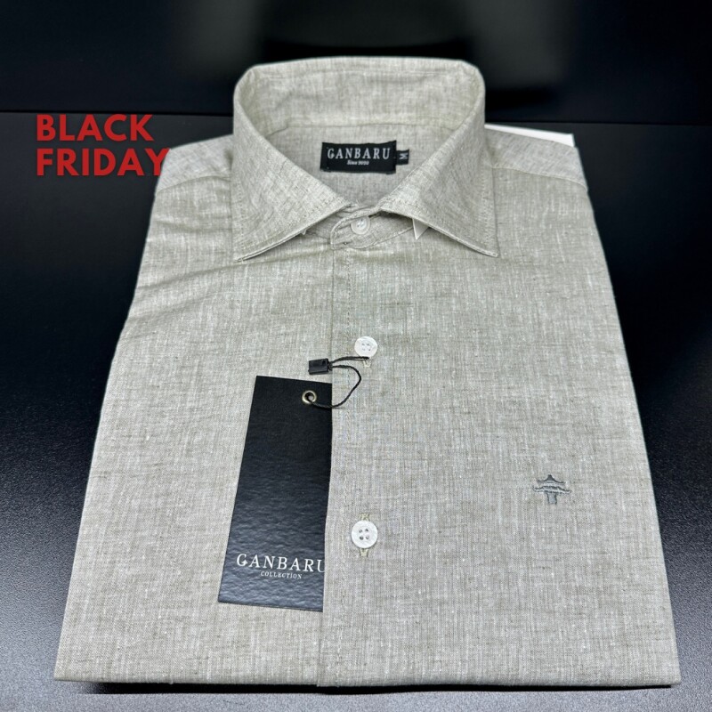 CAMISA DE LINO Verde jaspeado