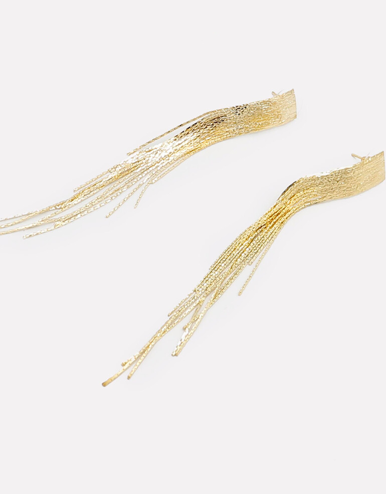 Aros Colgantes Largos Metal Aros De Cadenas - Dorado