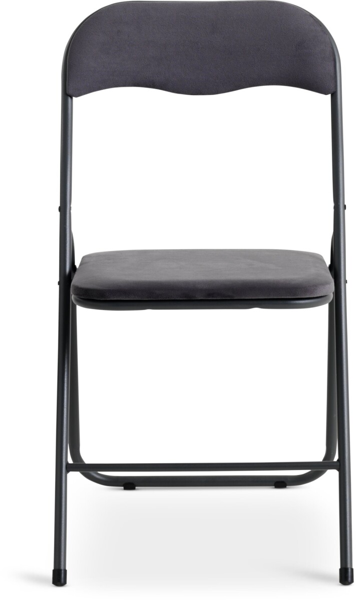 Silla plegable VIUF terciopelo gris/acero negro 