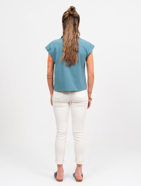 Camisa boxy lisa petroleo