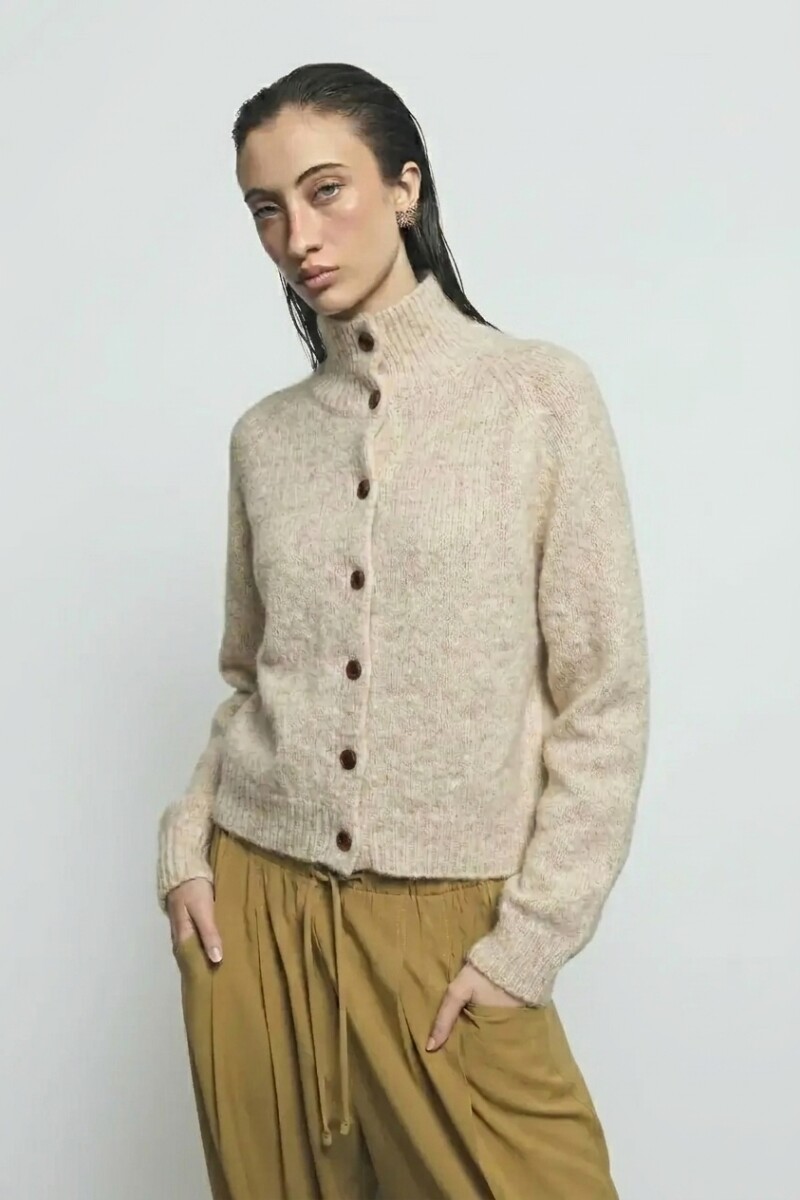 Cardigan abotonado crudo