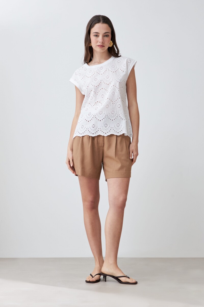 Blusa frente broderie blanco