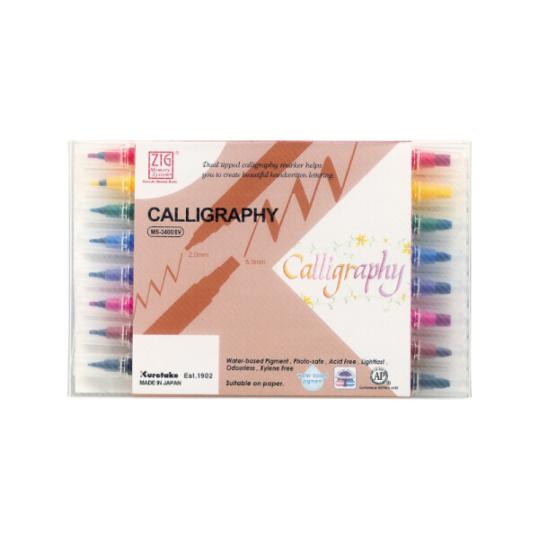 Marcadores doble punta para Caligrafía - ZIG 8 colores