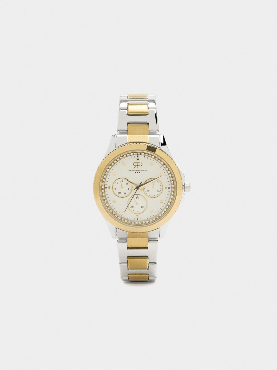 Reloj Bicolor Con Pulsera De Acero Inoxidable bicolor