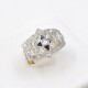 Anillo Estilo Antiguo En Oro 18K, Platino, Diamantes, Brillantes Y Zafiros Sinteticos Anillo Estilo Antiguo En Oro 18K, Platino, Diamantes, Brillantes Y Zafiros Sinteticos