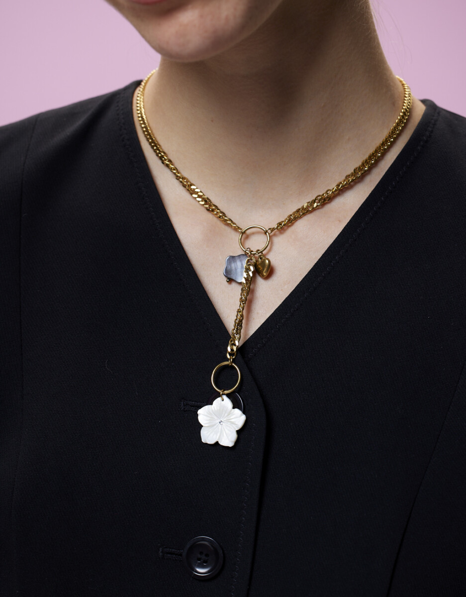 Collar De Acero Con Dijes Nácar 