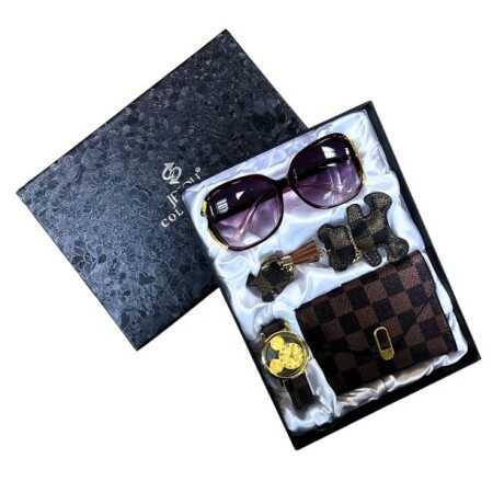 Pack Dama Monedero Lentes de Sol Llavero y Reloj E-043 ROJO