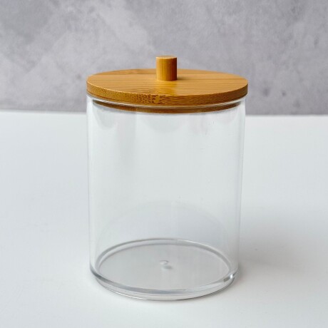 Frasco Organizador Acrilico Tapa Bambu Diametro 7cm x Alto 10cm Frasco Organizador Acrilico Tapa Bambu Diametro 7cm x Alto 10cm