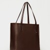 Shopper Vera en cuero vegetal liso Chocolate Niquel