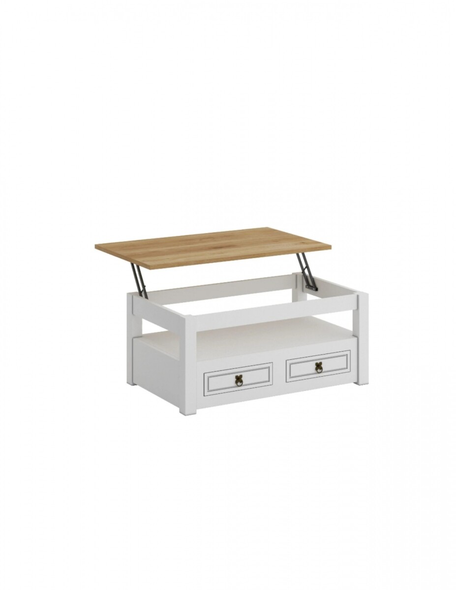 Mesa De Centro 2 Cajones Articulada Blanca Smgb 