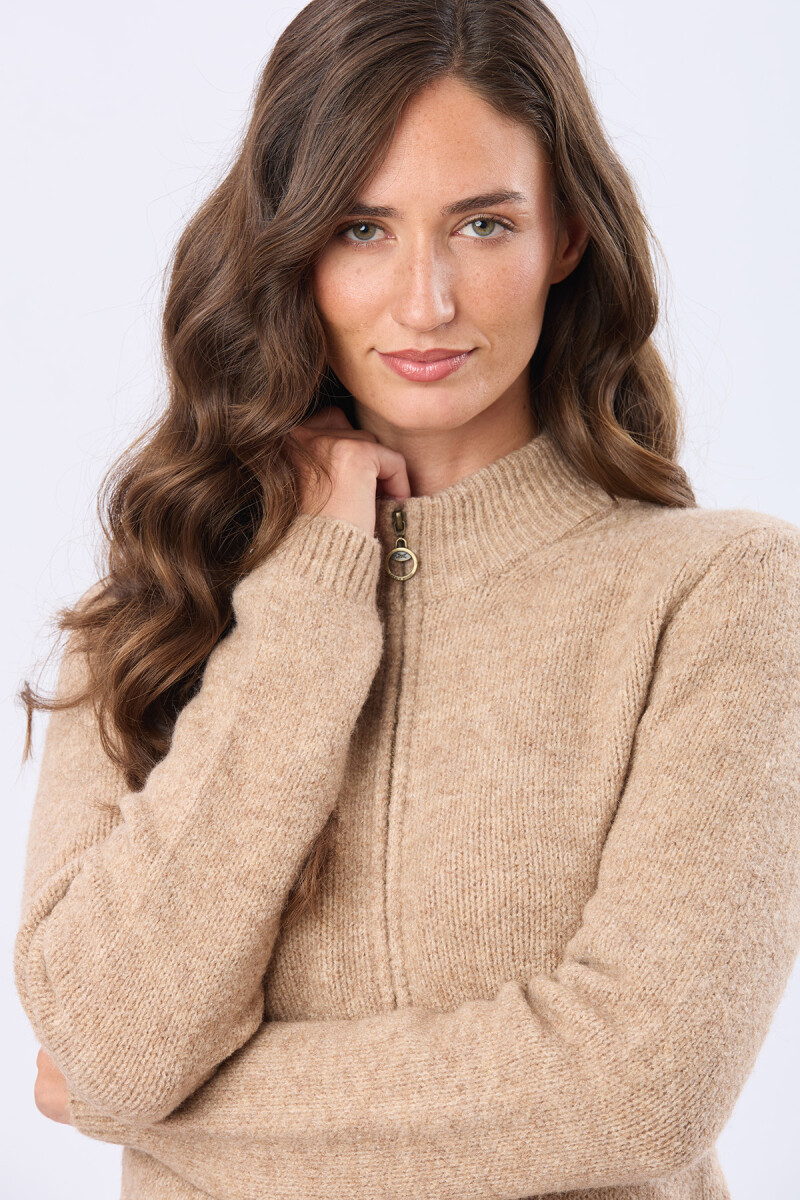 CAMPERA TEJIDA DE ABRIGO - Tostado 