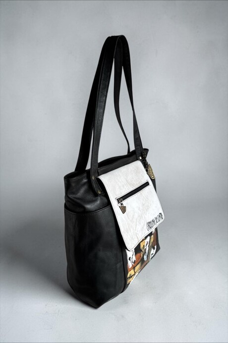 Cartera NIKKI Negra Combinada Con Arte Cartera NIKKI Negra Combinada Con Arte