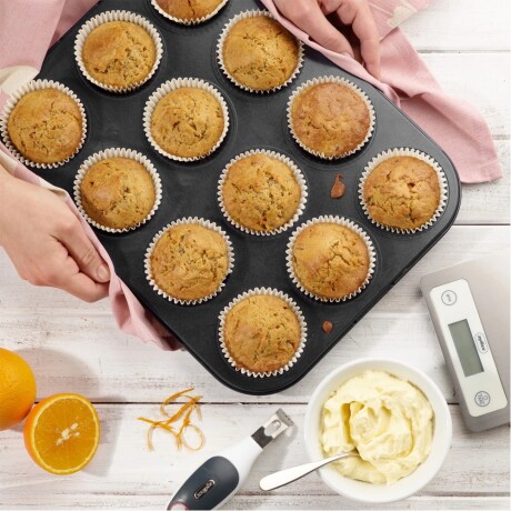 Asadera Molde de Horno Antiadherente X12 Muffins Magdalenas Gris