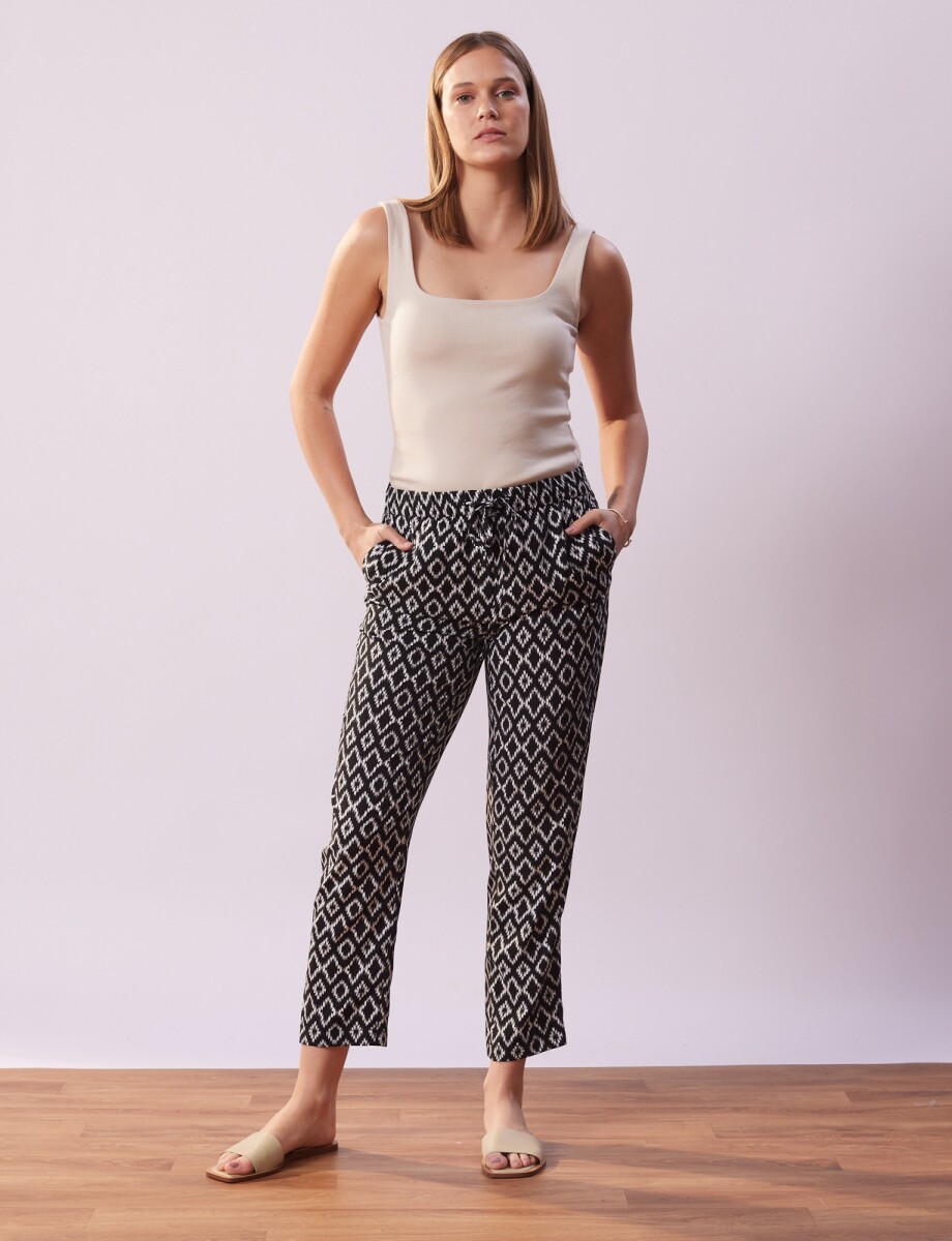 Pantalon Pull On - Negro/crudo 